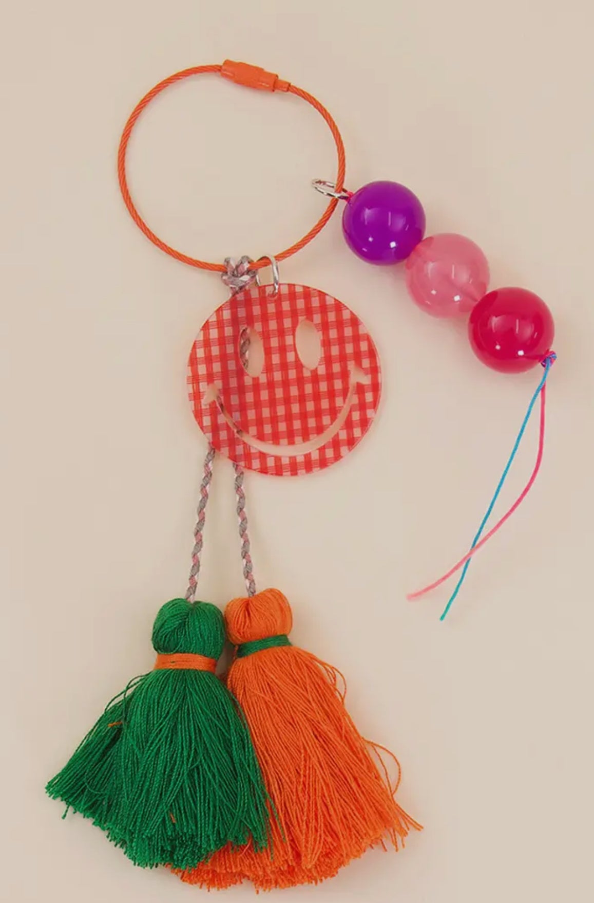 Smiley Charm/ Beads and Tassel Keychain / Bag Charm