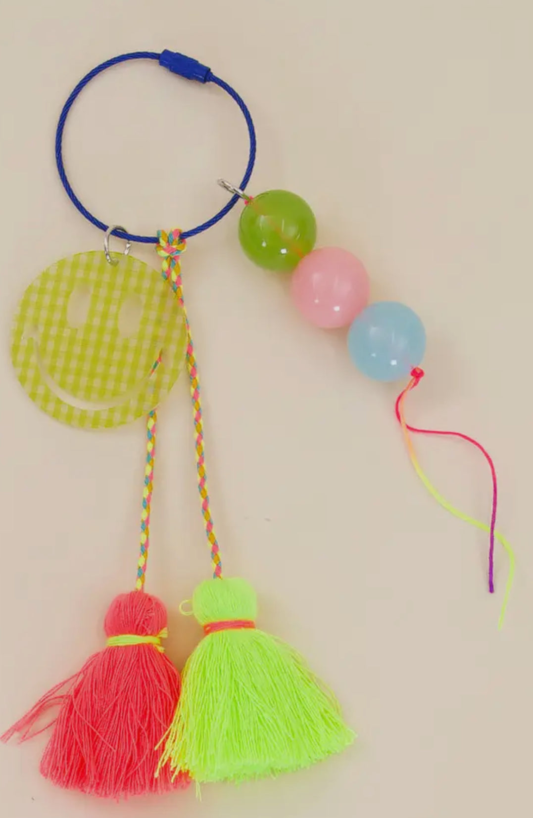 Smiley Charm/ Beads and Tassel Keychain / Bag Charm