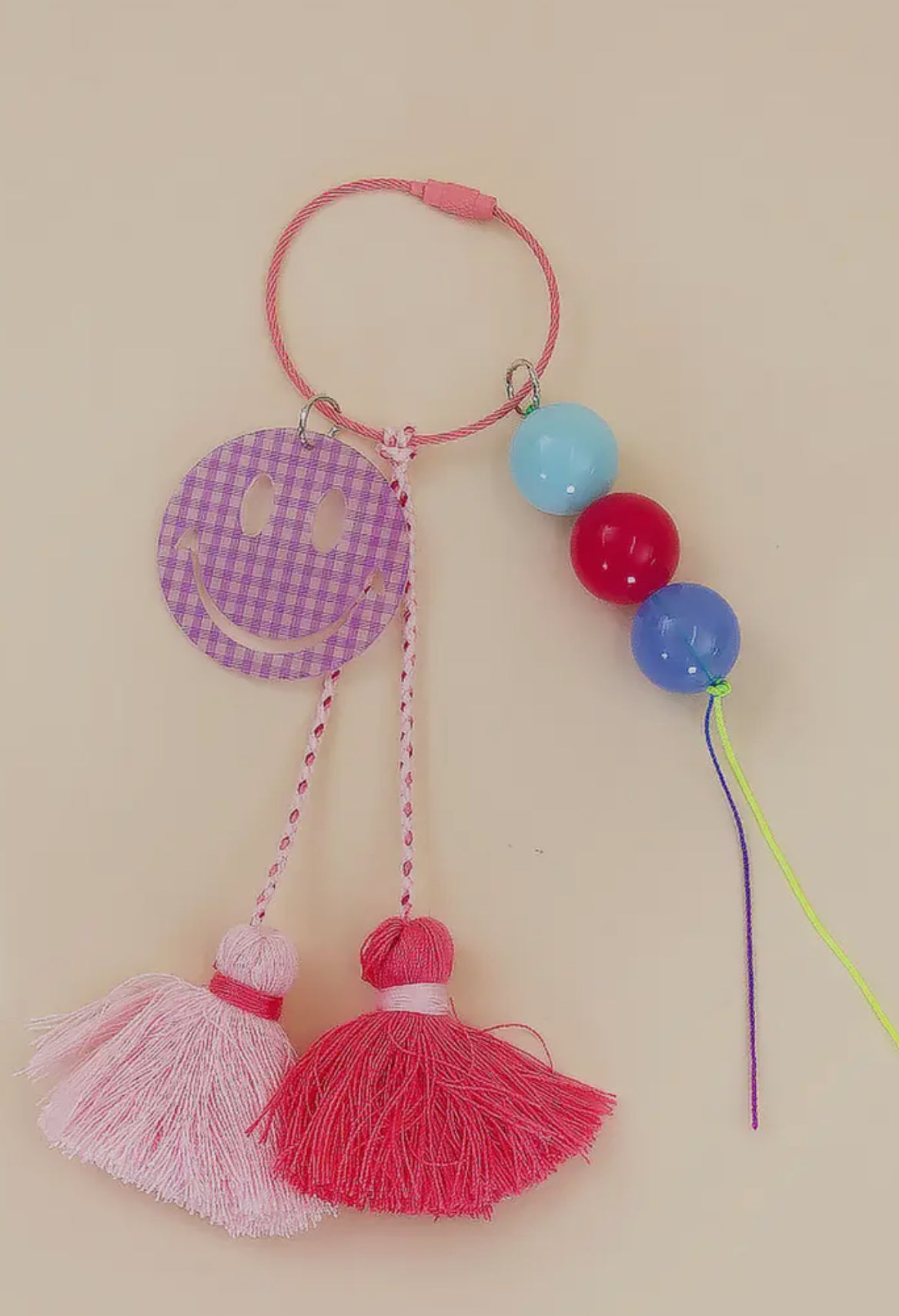 Smiley Charm/ Beads and Tassel Keychain / Bag Charm