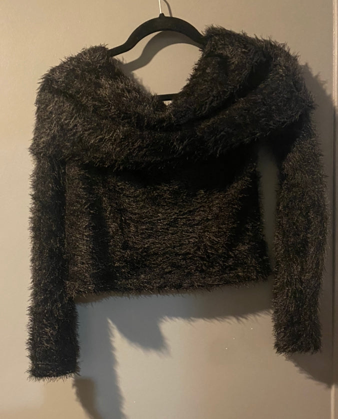 Black Fuzzy Off Sholder