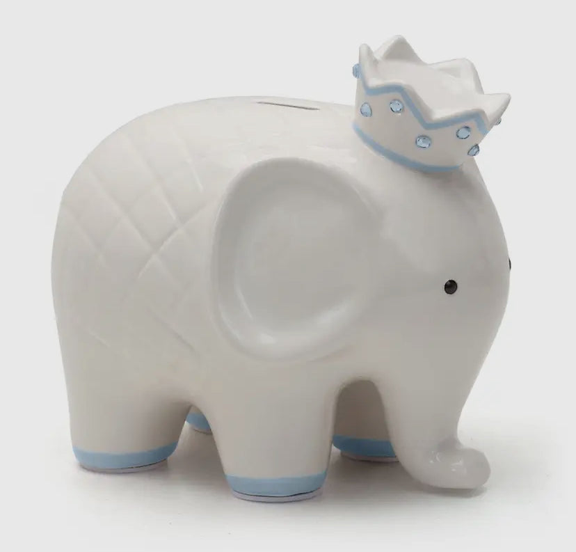 White/Blue Coco Elephant Bank