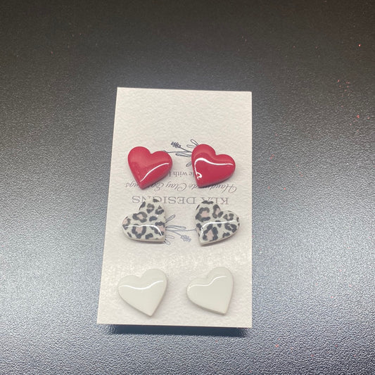 Set Of Three Heart Earrings