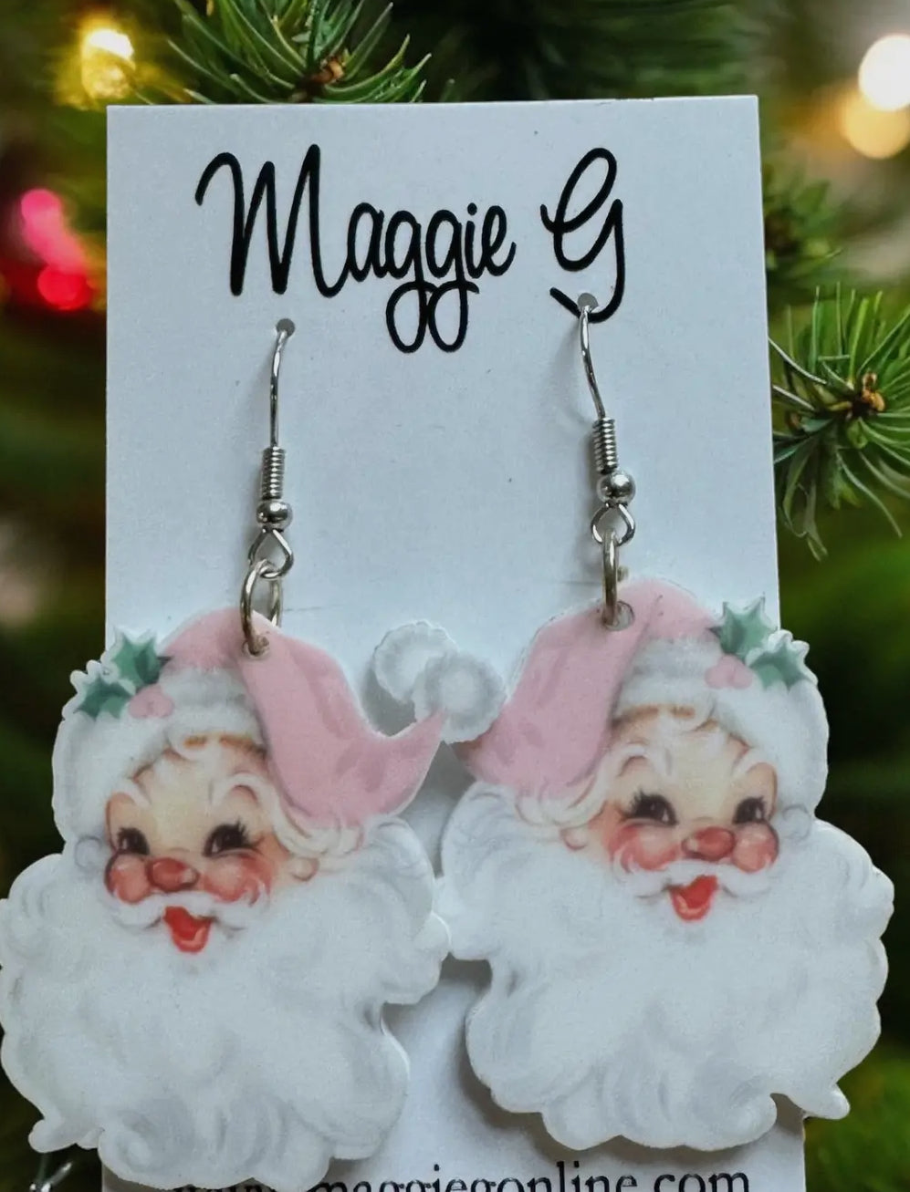 Pink Santa Earring