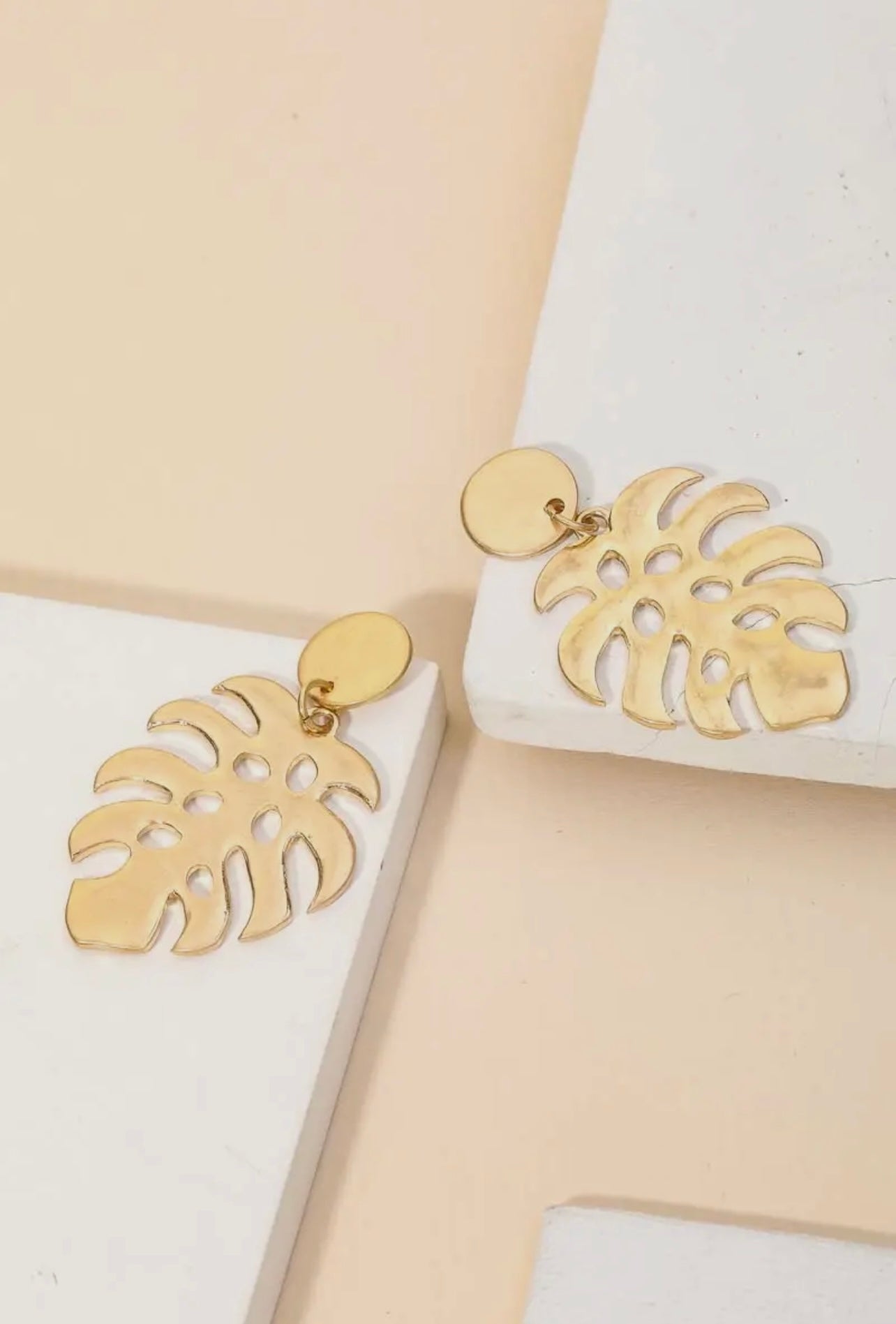 Gold Monstera Leaf Earrings