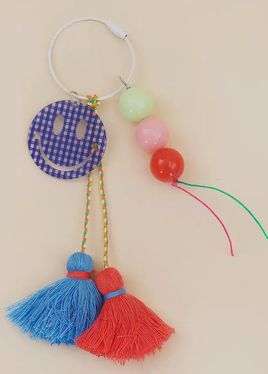 Smiley Charm/ Beads and Tassel Keychain / Bag Charm