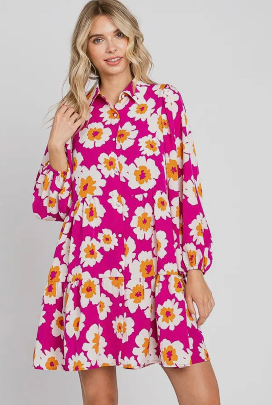 Plus Floral Tiered Dress