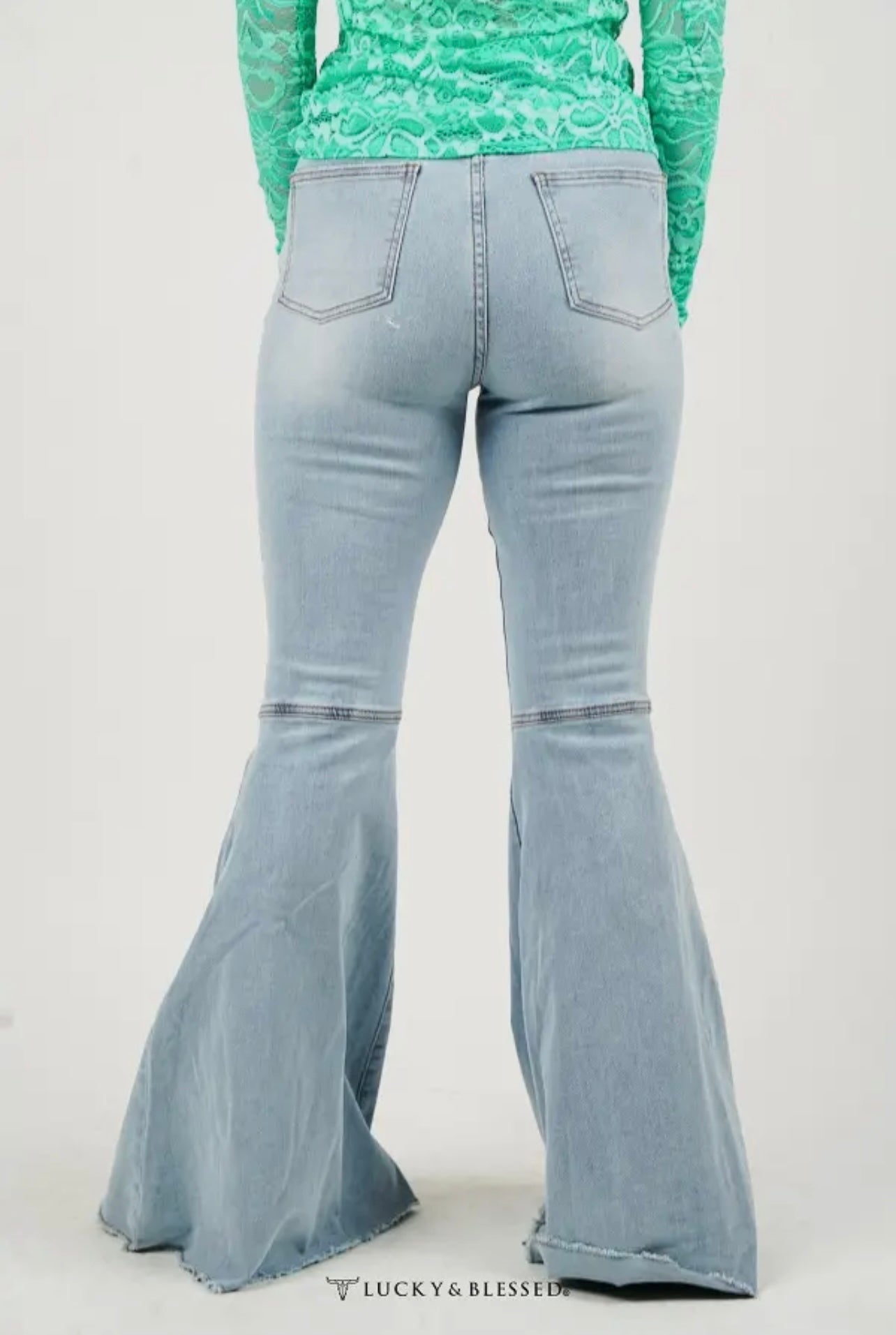 Plus Light Washed Bell Bottoms