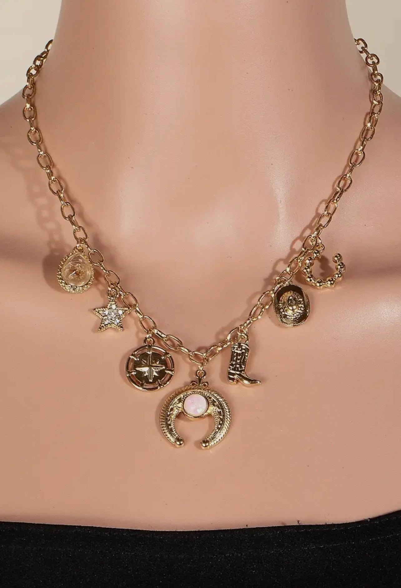 Western Moon Charm Necklace