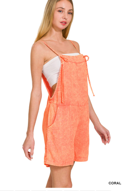 Linen Knot Strap Romper