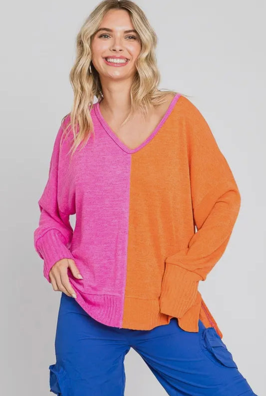 Plus Split Color Top