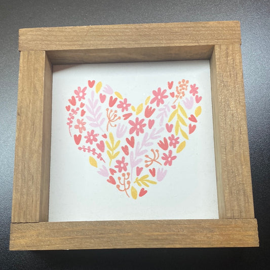 Flower Heart /Wood Frame