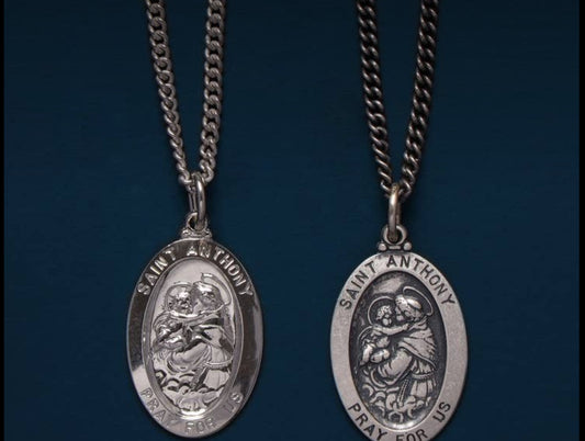 Men’s 20inch Saint Anthony Sterling Silver Oval Medal Chain