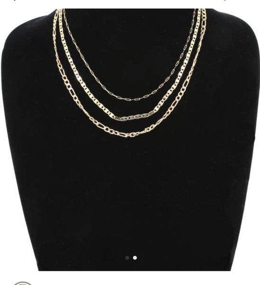 Gold Tone  Multi Strand Necklace Set