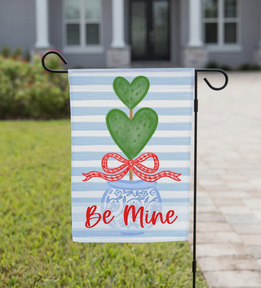Valentine Garden Flag- heart topiary