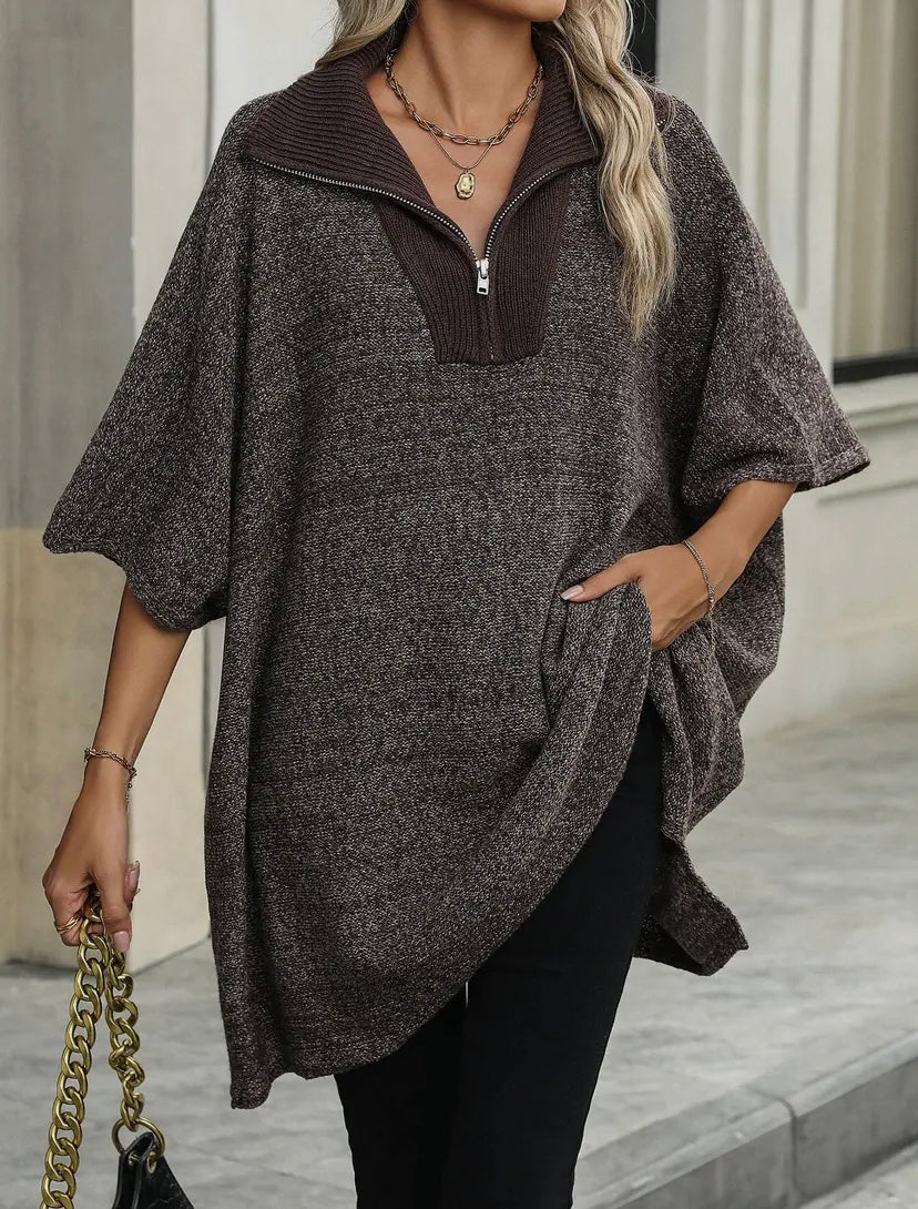 Turndown Collar Knit Top