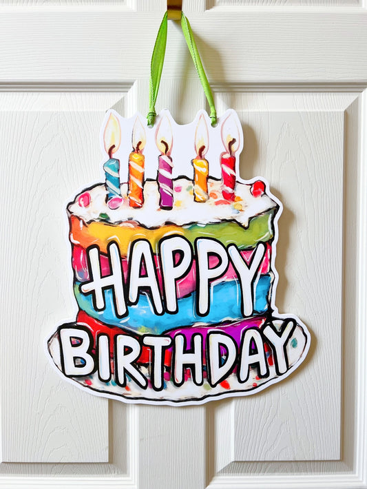 Happy Birthday Cake Door Hanger-Confetti Cake Door Decor