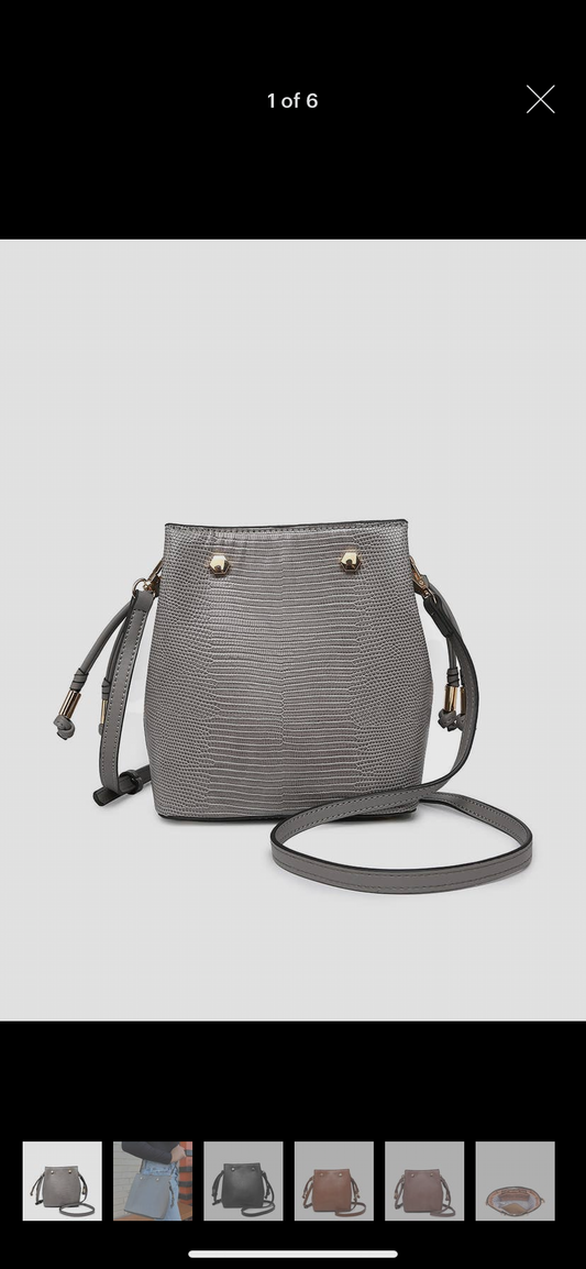 Grey Lizard Bucket Bag