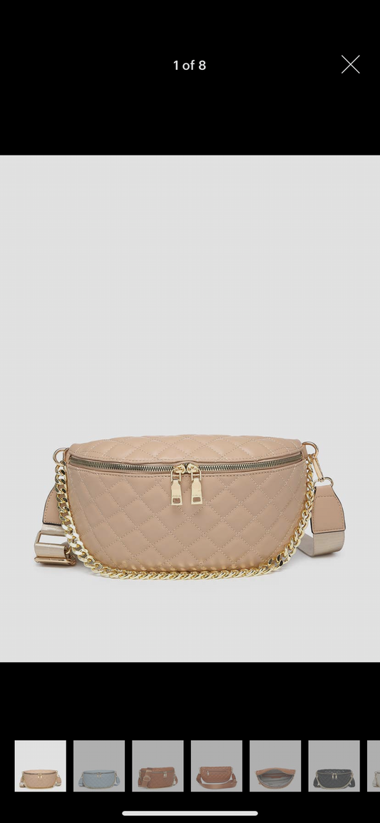 Quilted Belt Bag w/Chain Strap