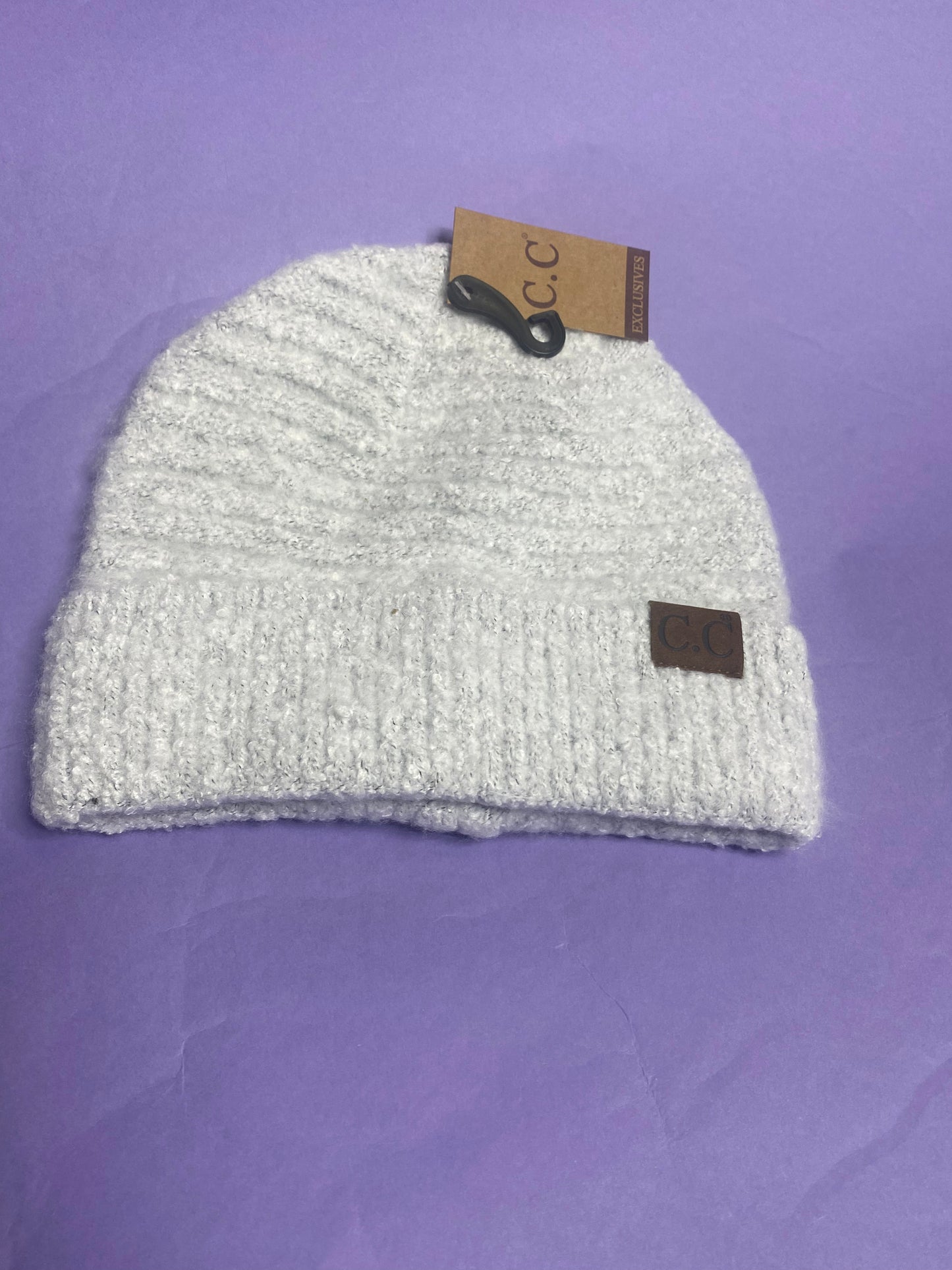 White Supper Soft Knit Boucher Beanie