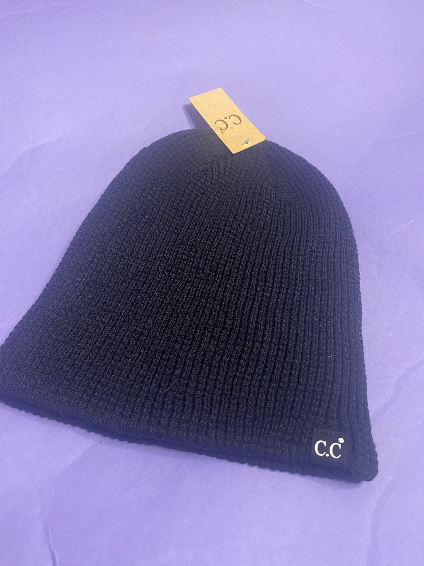 Black Unisex Waffle Knit Beanie