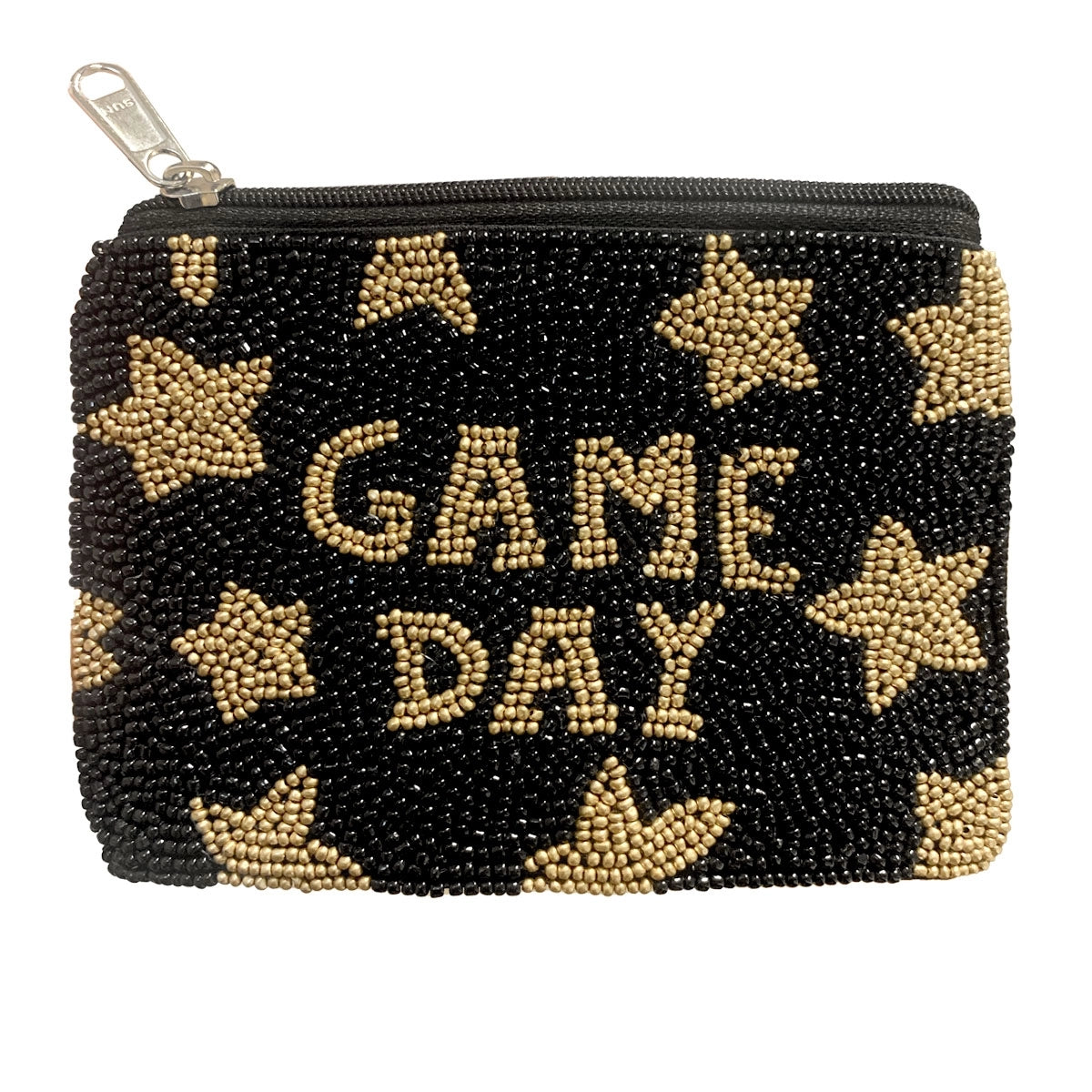 Black Game Day Beaded Coin Purse