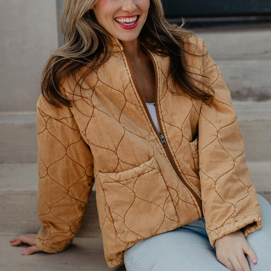 Camel Quilted Jacket