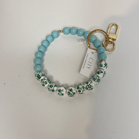 Blue Stone Beaded Bracelet Keychain