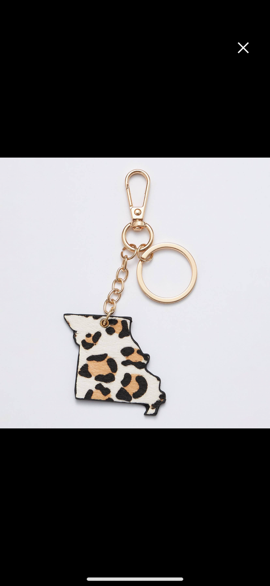 Leather Animal Print Keychain