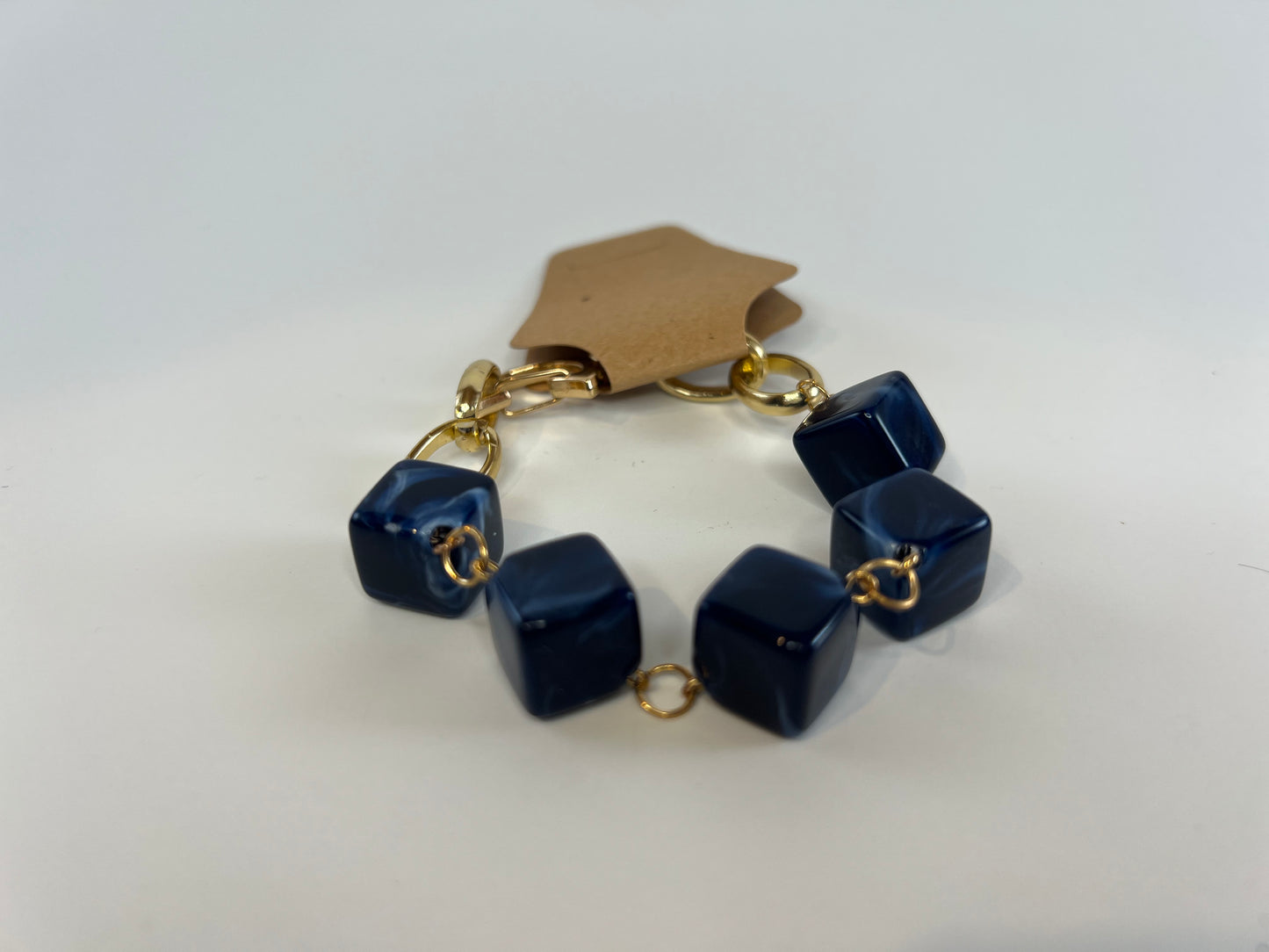 Blue Marbled + Gold Bracelet