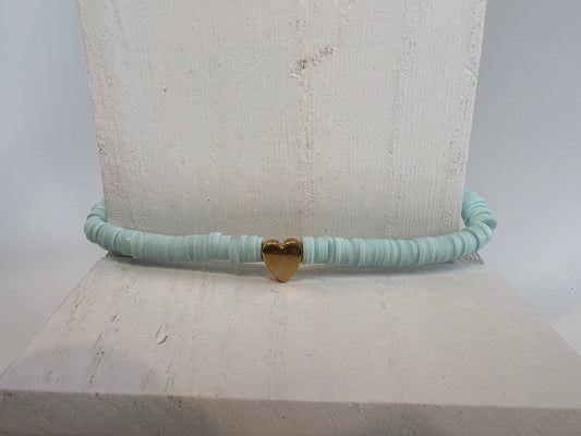 Mint/Gold Heart Bracelet